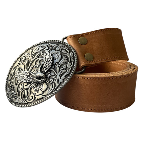 CINTURÓN VAQUERO - ÁGUILA CON FLORES